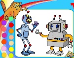 Раскраска для мальчиков с роботами  "Два друга"