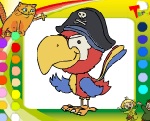 Раскраска онлайн "Попугай пират"