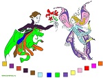 Онлайн раскраска для девочек  "Нимфа Дора и Принц"