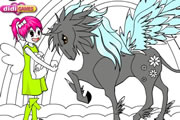Раскраска онлайн. Сара и её лошадь.